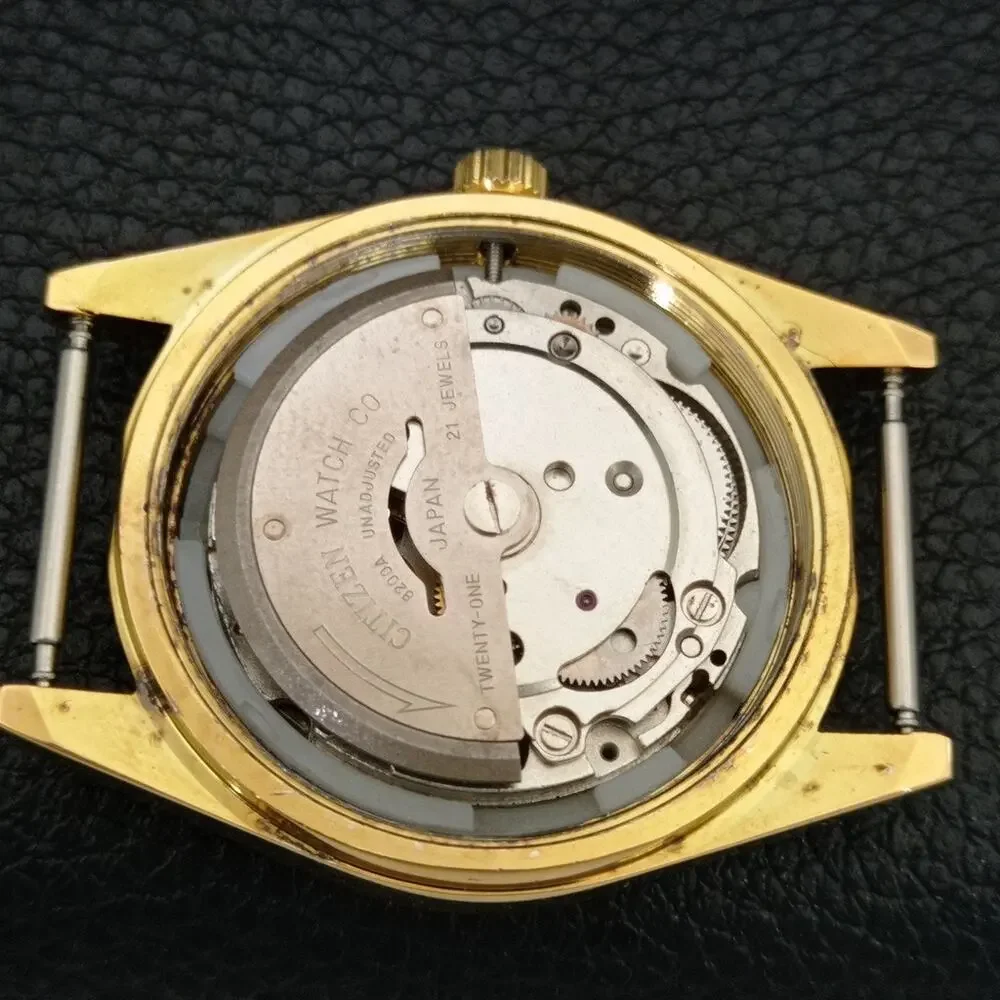 Vintage 1983 Citizen Automatic Mens Gold Watch W/daydate & Blue accents